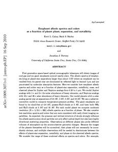 ApJ accepted  arXiv:1009.3071v1 [astro-ph.EP] 16 Sep 2010 Exoplanet albedo spectra and colors as a function of planet phase, separation, and metallicity