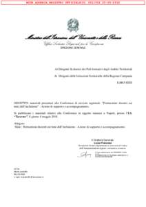 MIUR.AOODRCA.REGISTRO UFFICIALE(U2018  Ministero dell’Istruzione, dell’ Università e della Ricerca Ufficio Scolastico Regionale per la Campania DIREZIONE GENERALE