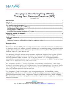 Messaging Anti-Abuse Working Group (MAAWG)  Vetting Best Common Practices (BCP) November[removed]Introduction.................................................................................................................