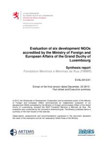 Evaluation of six development NGOs accredited by the Ministry of Foreign and European Affairs of the Grand Duchy of Luxembourg Synthesis report Fondation Meninos e Meninas de Rua (FMMR)