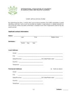 INTERNATIONAL ASSOCIATION OF STUDENTS IN AGRICULTURAL AND RELATED SCIENCES .  DFBP APPLICATION FORM