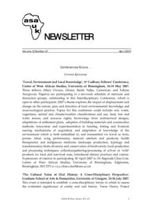 NEWSLETTER Volume 12 Number 47 AprilConferences Future. . .