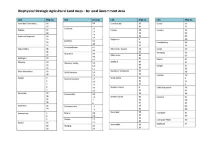 Biophysical Strategic Agricultural Land maps – by Local Government Area LGA Map no.  Armidale Dumaresq