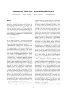 Reconstructing Points on a Circle from Labeled Distances David Bremner∗ Erik D. Demaine†  Perouz Taslakian‡