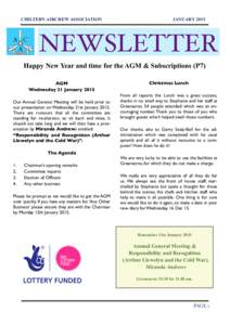 CHILTERN AIRCREW ASSOCIATION  JANUARY 2015 NEWSLETTER Happy New Year and time for the AGM & Subscriptions (P7)