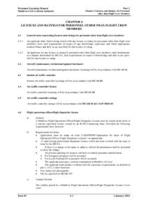 Personnel Licensing Manual Maldives Civil Aviation Authority Part 2 Chapter 4 Licences and Ratings for Personnel other than Flight Crew Members