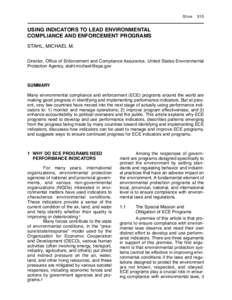 Performance indicator / International Network for Environmental Compliance and Enforcement / Performance measurement / Business / Earth / Conservation / Accountability / Community indicators / Organizational analysis / Management / Environment / Environmental indicator