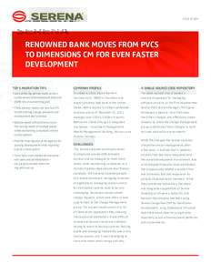 CASE STUDY  RENOWNED BANK MOVES FROM PVCS TO DIMENSIONS CM FOR EVEN FASTER DEVELOPMENT TOP 5 MIGRATION TIPS