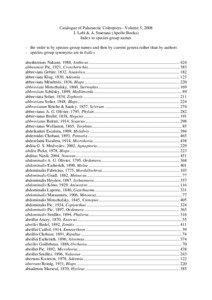 Catalogue of Palaearctic Coleoptera - Volume 5, 2008 I. Lobl & A. Smetana (Apollo Books) Index to species-group names