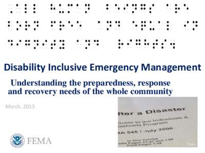 Federal Emergency Management Agency / Preparedness / Craig Fugate / Public safety / Emergency management / Management