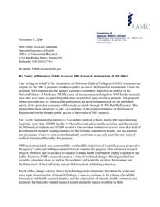 November 9, 2004 NIH Public Access Comments National Institutes of Health Office of Extramural Research 6705 Rockledge Drive, Room 350 Bethesda, MD[removed]