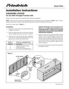 Model PXGA  Installation Instructions STANDARD LOUVER  For Use With Packaged Terminal Units