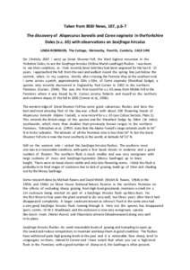 Taken from BSBI News, 107, p.6-7 The discovery of Alopecurus borealis and Carex vaginata in theYorkshire Dales (v.c. 65) with observations on Saxifraga hirculus LINDA ROBINSON, The Cottage, Melmerby, Penrith, Cumbria, CA