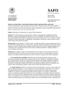 SAFO Safety Alert for Operators U.S. Department of Transportation Federal Aviation Administration