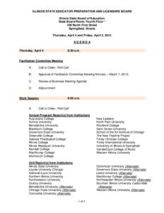 State Educator Preparation and Licensure Board - April 4 and 5, 2013 Meeting Agenda