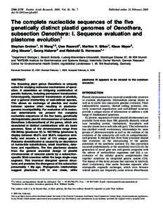 2366–2378 Nucleic Acids Research, 2008, Vol. 36, No. 7 doi:[removed]nar/gkn081 Published online 24 February[removed]The complete nucleotide sequences of the five
