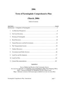 2006 Town of Farmingdale Comprehensive Plan (March, 2006) Table of Contents  SECTION