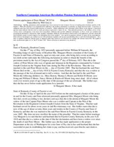 Southern Campaign American Revolution Pension Statements & Rosters Pension application of Peter Moore 1 W25716 Transcribed by Will Graves Margaret Moore