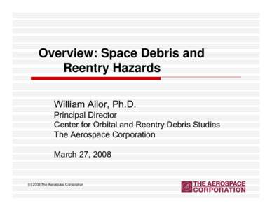 Microsoft PowerPoint - Space Debris & Reentry Overview[removed]Compatibility Mode]