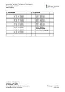 Studiengang - Bachelor of Arts Business Administration WintersemesterWochenendform 1. Fachsemester