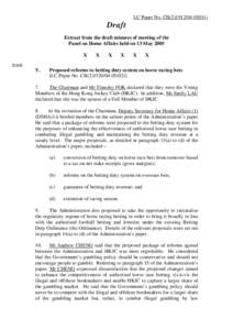 LC Paper No. CB[removed])  Draft Extract from the draft minutes of meeting of the Panel on Home Affairs held on 13 May 2005 X