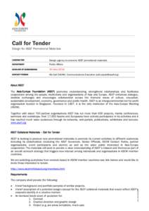 Call for Tender Design for ASEF Promotional Materials LOOKING FOR  Design agency to conceive ASEF promotional materials