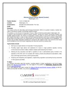 Attorney-Advisor (Senior Special Counsel) Washington, D.C Position Number: 15-EXAW