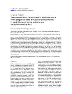 Am J Transl Res 2014;6(2):[removed]www.ajtr.org /ISSN:[removed]AJTR1312001 Original Article Transplantation of Fas-deficient or wild-type neural stem/progenitor cells (NPCs) is equally efficient