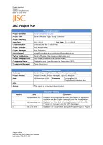 Project Identifier: Version: 3 Contact: Amy Robinson Date: 13 June[removed]JISC Project Plan
