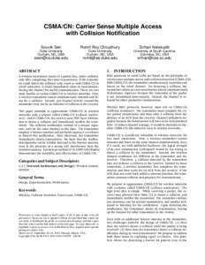 CSMA/CN: Carrier Sense Multiple Access with Collision Notification Souvik Sen Romit Roy Choudhury