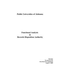 Public Universities of Alabama  Functional Analysis & Records Disposition Authority