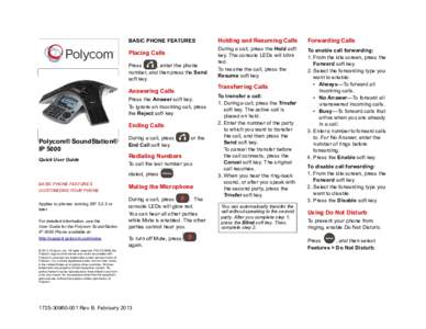 Polycom SoundStation IP 5000 Quick User Guide