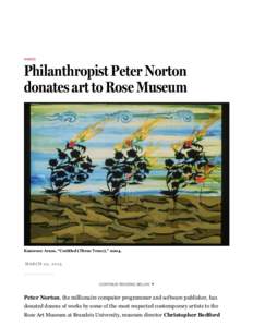 NAMES  Philanthropist Peter Norton donates art to Rose Museum  Kamrooz Aram, “Untitled (Three Trees),” 2004.