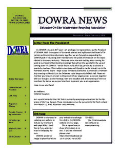 DOWRA P.O. BOX 1696 DOVER, DEWWW.DOWRA.ORG  DOWRA NEWS