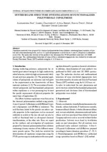 JOURNAL OF NANOSTRUCTURED POLYMERS AND NANOCOMPOSITES[removed]SYNTHESIS AND STRUCTURE INVESTIGATIONS OF FUNCTIONALIZED POLYPYRROLE COPOLYMERS ALEXANDRINA NAN1*, IZABELL CRACIUNESCU1, ATTILA BENDE1, RODICA TURCU1, DETLE