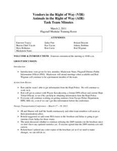 VIR/AIR Task Team minutes March 2011