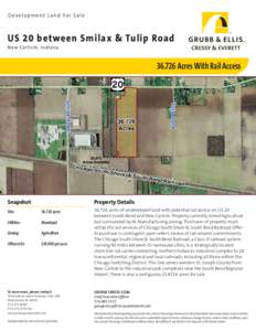 D eve lo pment Land Fo r S a le  US 20 between Smilax & Tulip Road Ne w Ca rlis le , Ind ia na[removed]Acres With Rail Access