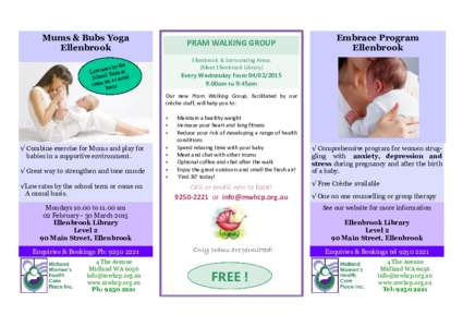 Mums & Bubs Yoga Ellenbrook PRAM WALKING GROUP  Embrace Program