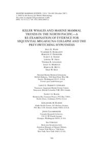 MARINE MAMMAL SCIENCE, 23(4): 766–802 (October 2007)  C 2006 by the Society for Marine Mammalogy No claim to original US government works DOI: j00093.x