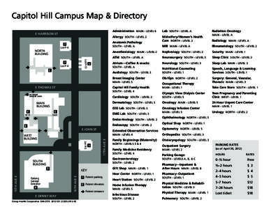 Capitol Hill Campus Map & Directory E HARRISON ST Administration Main - Level 6  Lab South - Level A