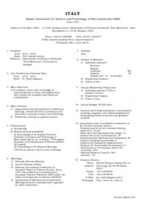 ITALY Italian Association for Science and Technology of Macromolecules (AIM) Since 1975 Address of the Main Office: c/o Prof. Daniele Caretti, Dipartimento di Chimica Industriale “Toso Montanari”, Viale Risorgimento 