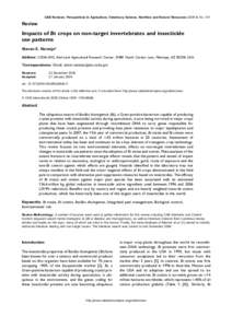 CAB Reviews: Perspectives in Agriculture, Veterinary Science, Nutrition and Natural Resources[removed], No[removed]Review Impacts of Bt crops on non-target invertebrates and insecticide use patterns