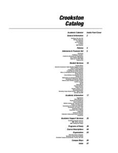 Crookston Catalog Academic Calendar Inside Front Cover