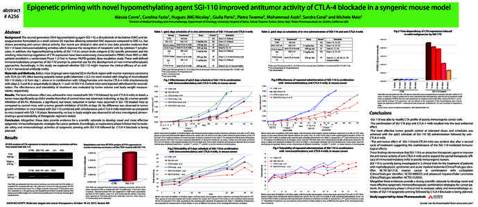 abstract # A256 Epigenetic priming with novel hypomethylating agent SGI-110 improved antitumor activity of CTLA-4 blockade in a syngenic mouse model Alessia