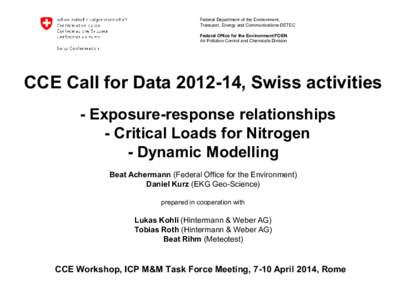 Federal Department of the Environment, Transport, Energy and Communications DETEC Federal Office for the Environment FOEN Air Pollution Control and Chemicals Division  CCE Call for Data, Swiss activities