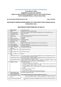 Government of the People’s Republic of Bangladesh Prime Minister’s Office Bangladesh Economic Zones Authority Support to capacity Building of Bangladesh Economic Zones Authority Project Level-15 (East),BDBL Bhaban, 1