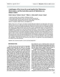 TAXON 59 (2) • April 2010: 439–447  Cusimano & al. • Phylogenetics of Typhonium and Sauromatum