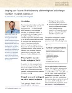 University of Birmingham / Academia / Management / Education / Oxford Martin School / Association of Commonwealth Universities / Russell Group / Research Assessment Exercise