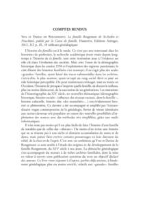 COMPTES RENDUS Yves et Denise de Rougemont, La famille Rougemont de St-Aubin et Neuchâtel, publié par la Caisse de famille, Hauterive, Editions Attinger, 2012, 212 p., ill., 18 tableaux généalogiques L’histoire des