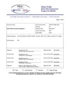 ORAU TEAM Dose Reconstruction Project for NIOSH Oak Ridge Associated Universities I Dade Moeller & Associates I MJW Corporation Page 1 of 84